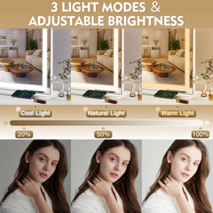 ROLOVE vanity mirror-tabletop-wall-mount shows versatile setup saving desk space.