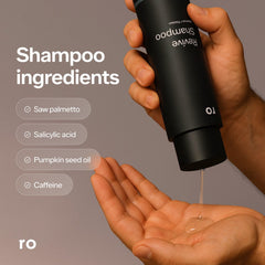 ROMAN Ro Revive Shampoo action shot shows scalp exfoliation with salicylic acid