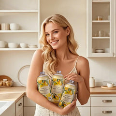 ROMIIE ZOI lemon scent refill bottle in bathroom dispenser