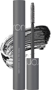 rom&nd HAN ALL FIX MASCARA V01 volume black bottle highlights long-wear waterproof formula for defined lashes.