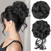 RONTAYA messy bun wavy black blends naturally for a quick updo
