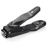 ROOOG No Mess Nail Clippers with Catcher closeup—patented catcher for clean, splash-free trims.