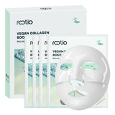 ROOTIO vegan collagen mask packaging shows four-pack for hydration