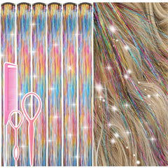 Rootoo Hair Tinsel Clip-In Rainbow festival pack adds vibrant sparkle for parties.