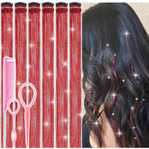 Rootoo Hair Tinsel Clip in Red close-up sparkle for party-ready shine.