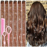 Rootoo Hair Tinsel Coffee Brown 24in package shows easy clip-in design for quick sparkle