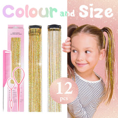 Rootoo hair tinsel color variety pack 12pcs offers bold color choices for playful looks.