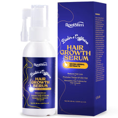 RootStim Hair Growth Spray bottle showing precise scalp application for easy daily use.