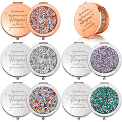 Roowest inspirational compact mirror cover highlights portable elegance for on-the-go touchups.