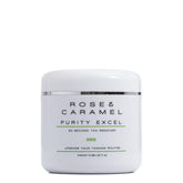 Rose & Caramel Purity Excel tan remover bottle shows rapid 60-second self-tan removal for a fresh start.