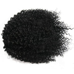 ROSESSEA Afro kinky curly ponytail in Black 1B blends with natural hair.