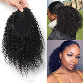 ROSESSEA short Afro kinky curly ponytail clip-in for quick, natural-looking style.