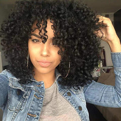 rosmile curly wig full afro with bangs highlights natural volume for everyday styling