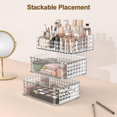 Rosoenvi makeup organizer drawer front shows smooth sliding action