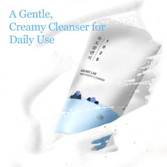 ROUND LAB 1025 Dokdo Cleanser foam closeup highlights rich, soft bubbles for thorough cleansing.