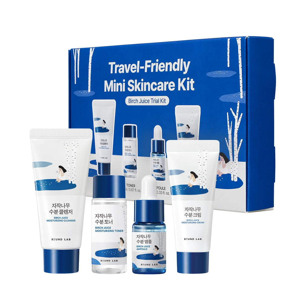 ROUND LAB Birch Juice Mini Kit cleanser 30ml bottle for gentle skin prep.