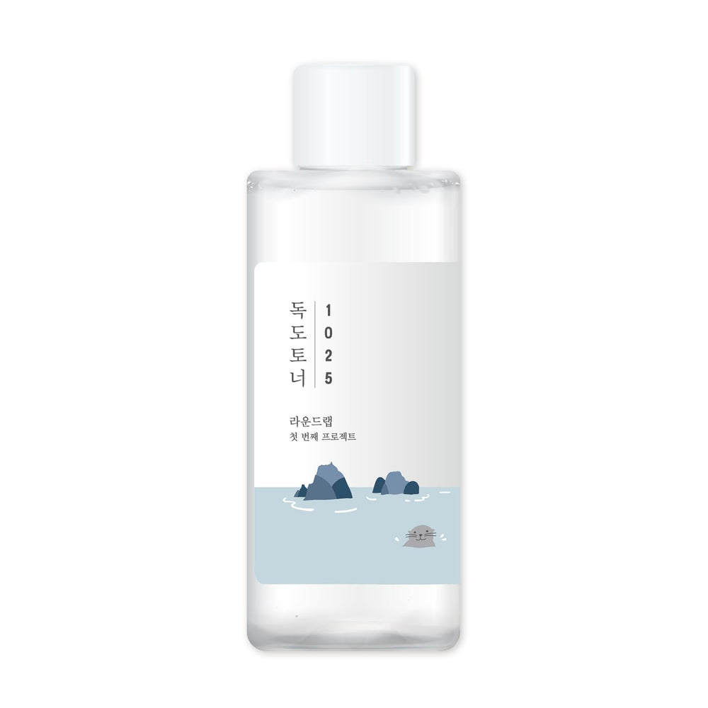 ROUND LAB Dokdo Toner bottle highlights hydrating, gentle exfoliation for refreshed skin.