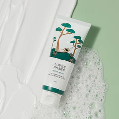 ROUND LAB Pine Calming Cica Cleanser foamy-lather, delivering a refreshing cleanse.