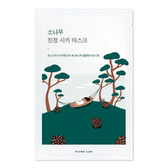 ROUND LAB Pine Calming Cica Mask packaging shows calming ingredients for soothing skin