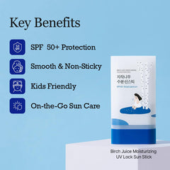 ROUND LAB Birch Juice Sun Stick on-face application demonstrates seamless coverage.