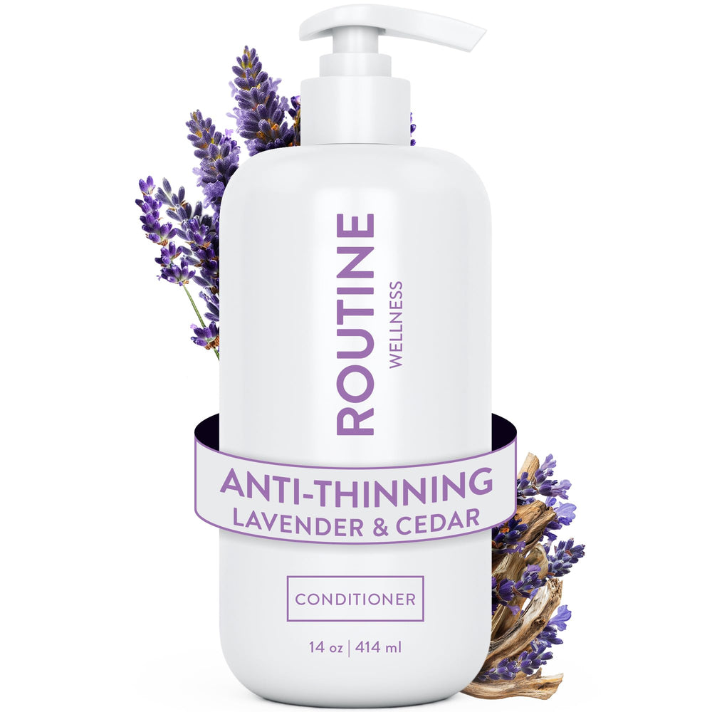 Routine Wellness Anti-Thinning Deep Conditioner bottle front highlights biotin-rich formula for stronger strands