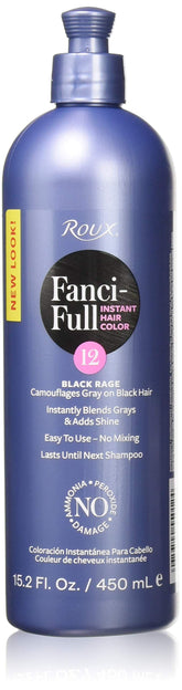 Roux Fanci-Full Black Rage bottle pouring for instant gray coverage
