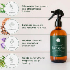 Rowe Casa Organics hair spritz cedarwood ingredient demonstrates scalp nourishment.