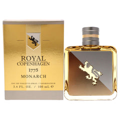 Royal Copenhagen 1775 Monarch Men EDT bottle front view highlights bold masculine design for day wear
