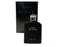 Royal Fragrance Double Black bottle side view showcases a bold silhouette for daily wear.