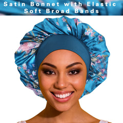 ROYBENS satin bonnet with wide elastic band offers comfortable, non-tight fit for nightly wear