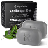 Roycederm antifungal soap lather closeup for thorough cleansing after workouts.