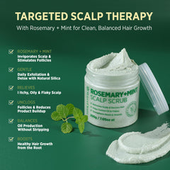 RoyceDerm Rosemary Mint Scrub texture closeup shows silica exfoliant for gentle cleansing.