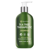 Roycederm Tea Tree Antifungal Shampoo bottle shows refreshing scalp cleanse and deep cleansing feel