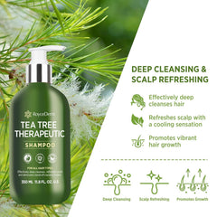Roycederm Tea Tree Antifungal Shampoo label closeup highlights paraben and sulfate free formula