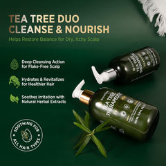 Roycederm Tea Tree Conditioner bottle demonstrating hydrating, soothing scalp care.