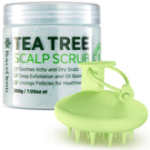 Roycederm Tea Tree Scalp Scrub bottle demonstrates deep cleansing for dry scalp.