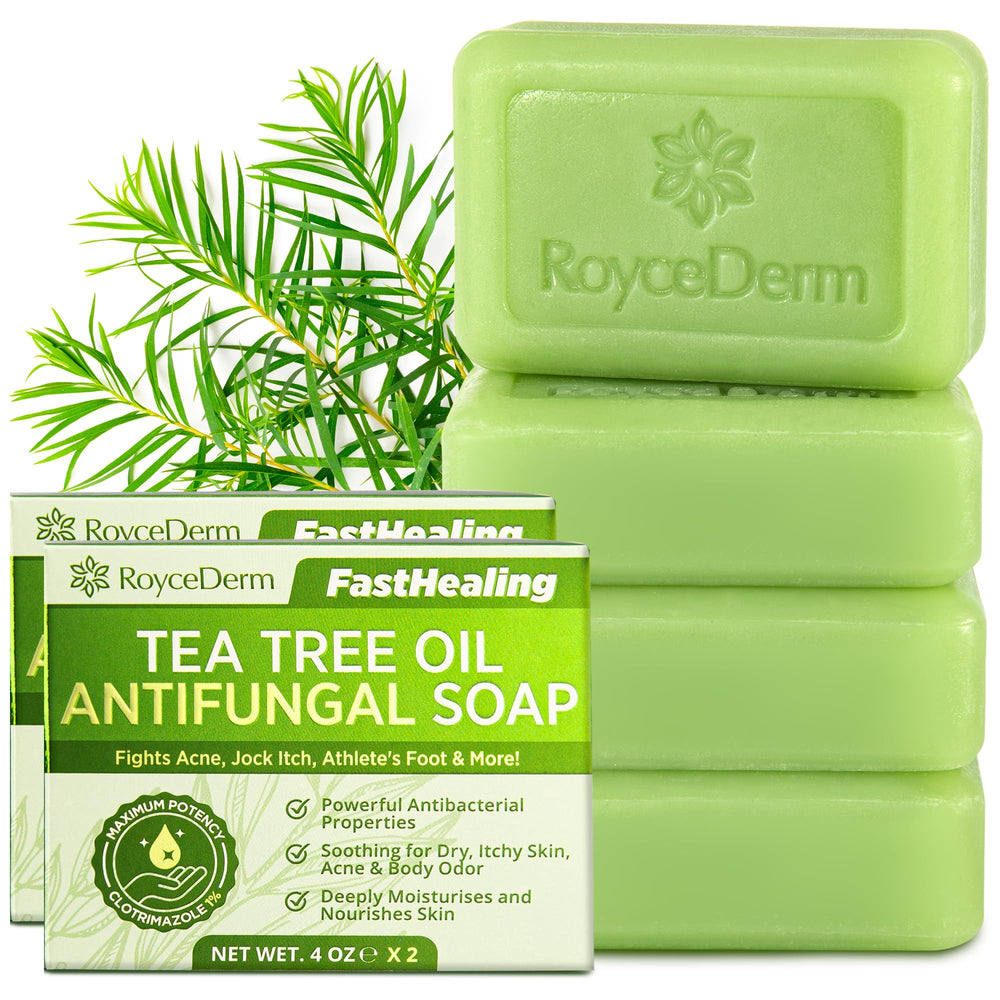 Roycederm Tea Tree Soap pack 2 front view for daily cleansing and potential fungal-support use.