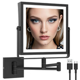 Ruacq rechargeable wall-mounted makeup mirror with lights delivers even illumination for makeup routines.