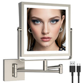 Ruacq wall-mounted makeup mirror with lights enables hands-free grooming and better lighting.