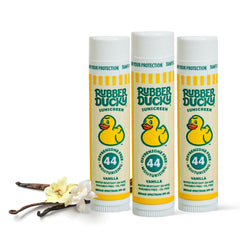 Rubber Ducky SPF44 lip balm tube for sun protection on the go.