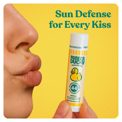Rubber Ducky vanilla-flavored lip balm with vitamin E nourishment.