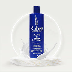 Rubee Magic Hand & Body Lotion texture close-up showing non-greasy formula for daily use.