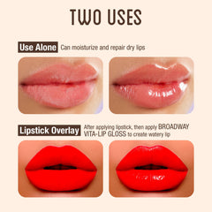 Ruby Kisses Broadway Vita-Lip pack display emphasizes coconut oil formula for moisturized lips