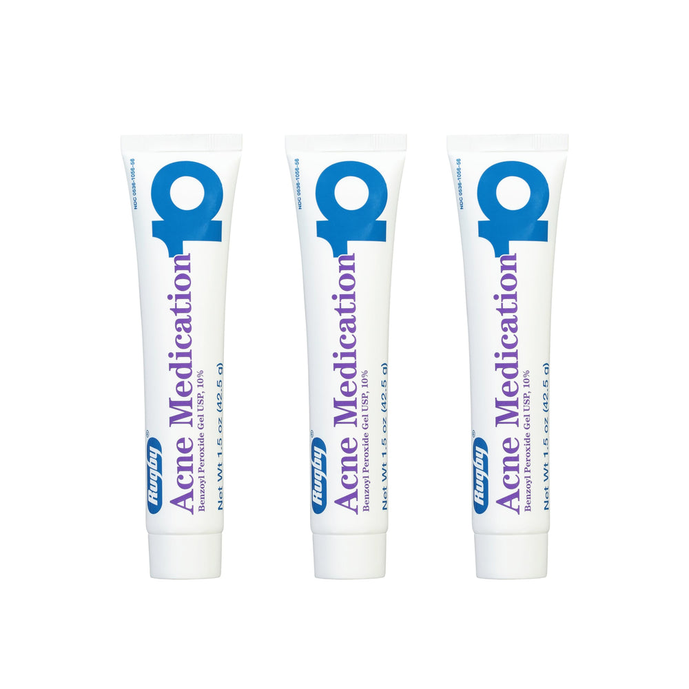 Rugby Laboratories benzoyl peroxide gel 10% tube close-up for acne care