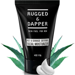 RUGGED & DAPPER Age Defense bottle closeup highlights rapid hydration for daily use