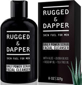 Rugged & Dapper daily face wash bottle ready for shower routine with refreshed skin