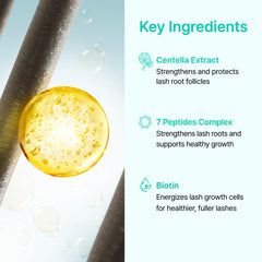 Ruminae Biotin and Peptides close-up suggests stronger-looking lashes and brows.