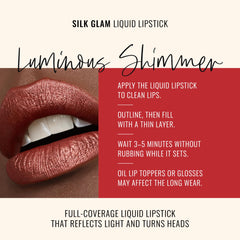 Runway Rogue Silk Glam Lipstick Film Noir application shows smooth, even coverage