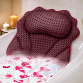 RUVINCE bath pillow ergonomic headrest provides neck support for relaxing soaks.