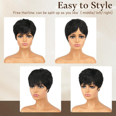 RUWISS Pixie Cut Wig side profile highlights sleek silhouette for chic daytime looks.